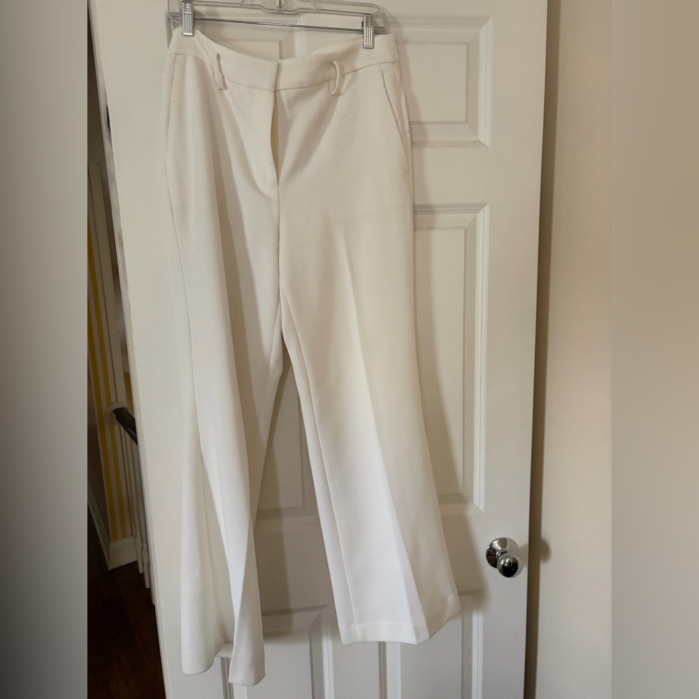 Ann Taylor Cream Wide-Leg Trousers